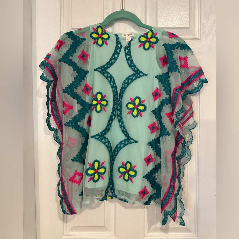 VGUC Girls Cat & Jack blue embroidered dress / cover-up size XS 4/5